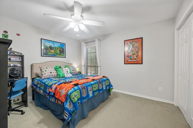 4159 Steck Ave Unit 162, Austin, TX 78759 - bedroom with carpet, a closet, a ceiling fan, and baseboards
