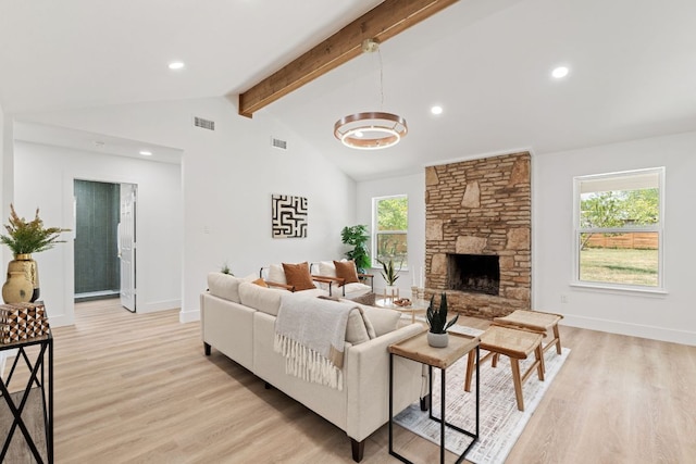 14806 Parco Path, Pflugerville, TX 78660 - living room with light wood-type flooring, a fireplace, baseboards, and recessed lighting