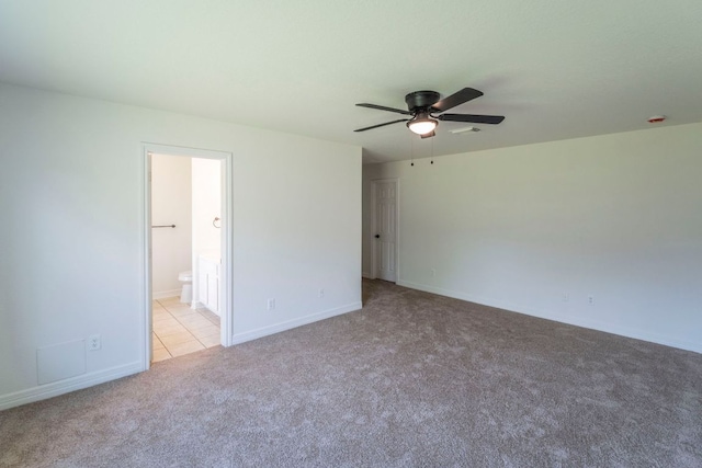 19642 Summerlin Dr, Katy, TX 77449 - unfurnished bedroom with carpet, baseboards, connected bathroom, and ceiling fan