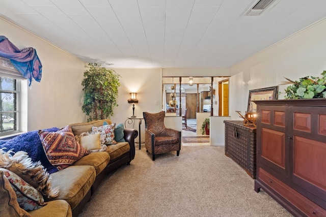 1603 Purple Sage, Horseshoe Bay, TX 78657 - living room with light colored carpet and crown molding