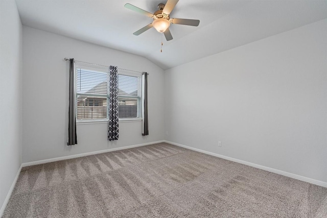 16816 Caperi Dr, Pflugerville, TX 78660 - carpeted empty room featuring a ceiling fan, baseboards, and lofted ceiling