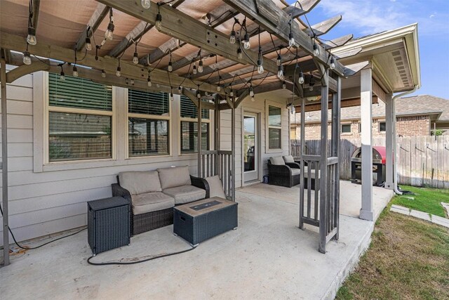 16816 Caperi Dr, Pflugerville, TX 78660 - view of patio / terrace with a pergola, an outdoor living space, and a grill