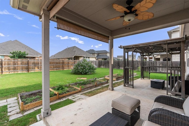 16816 Caperi Dr, Pflugerville, TX 78660 - view of patio with a garden and ceiling fan