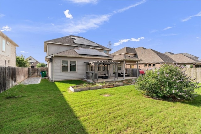16816 Caperi Dr, Pflugerville, TX 78660 - rear view of property with a patio, solar panels, a pergola, and a shingled roof