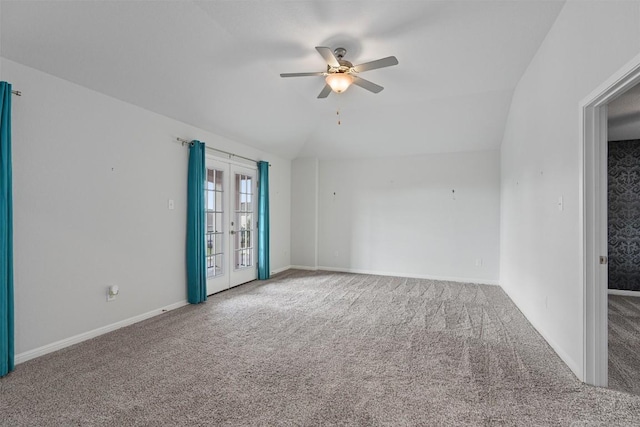 16816 Caperi Dr, Pflugerville, TX 78660 - carpeted spare room with a ceiling fan, vaulted ceiling, and baseboards
