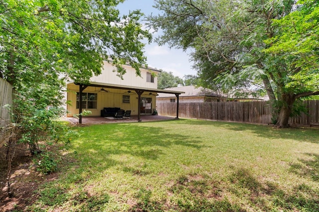 9325 Linkmeadow Dr, Austin, TX 78748 - view of yard with ceiling fan and a patio area