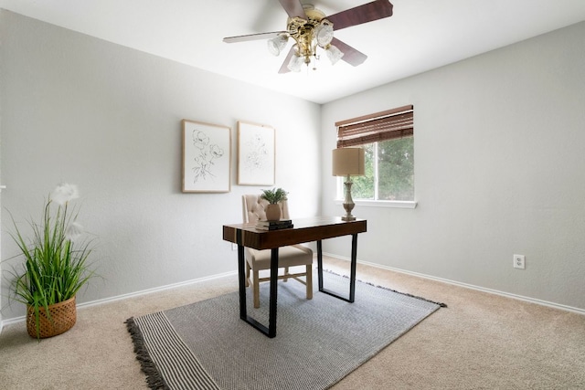 9325 Linkmeadow Dr, Austin, TX 78748 - office with carpet floors, a ceiling fan, and baseboards