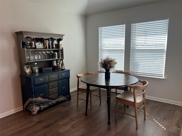 248 Lone Cedar Rd, Marble Falls, TX 78654 - dining room with dark wood-style floors and baseboards