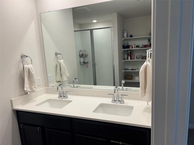 248 Lone Cedar Rd, Marble Falls, TX 78654 - bathroom with double vanity and a stall shower