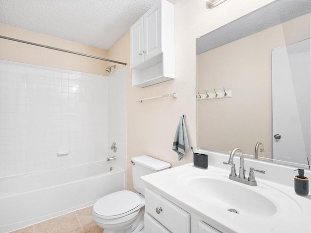2727 High Point Dr, Round Rock, TX 78664 - full bathroom featuring toilet, vanity, bathing tub / shower combination, a textured ceiling, and tile patterned floors