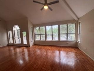 15114 Wells Port Dr, Austin, TX 78728 - unfurnished living room with ceiling fan and wood finished floors