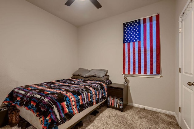 233 Mcfarland St, Georgetown, TX 78628 - bedroom with carpet floors, baseboards, and ceiling fan
