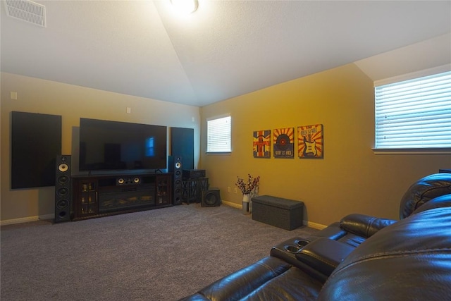 2207 Land Grant Way, Round Rock, TX 78664 - living room with carpet flooring and lofted ceiling