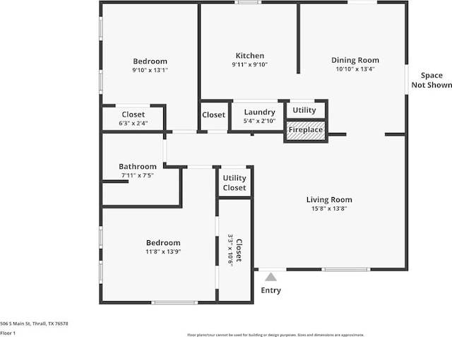506 S Main St, Thrall, TX 76578 - floor plan / room layout