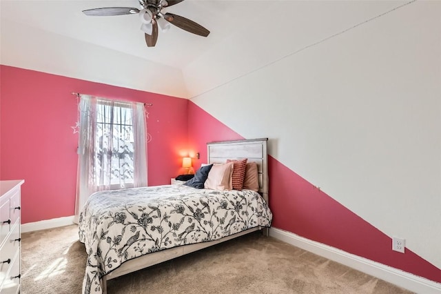 4116 Brean Down Rd, Pflugerville, TX 78660 - carpeted bedroom featuring vaulted ceiling, baseboards, and a ceiling fan