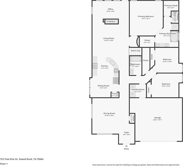 722 Tom Kite Dr, Round Rock, TX 78664 - floor plan / room layout
