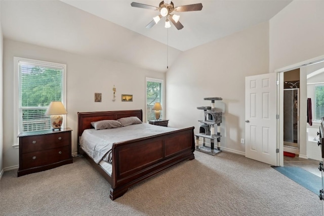 722 Tom Kite Dr, Round Rock, TX 78664 - bedroom with carpet, multiple windows, vaulted ceiling, and baseboards