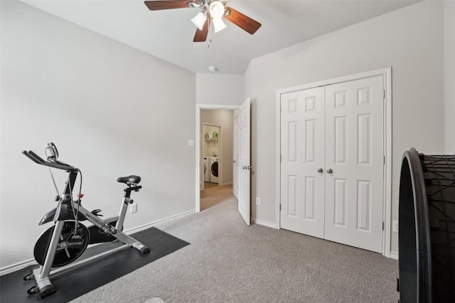 722 Tom Kite Dr, Round Rock, TX 78664 - workout room featuring a ceiling fan and carpet floors