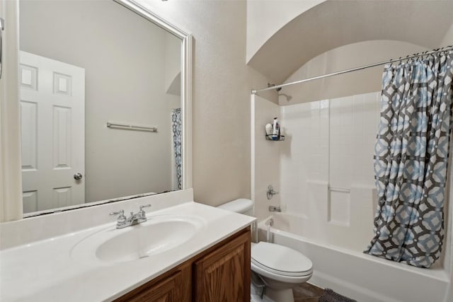 722 Tom Kite Dr, Round Rock, TX 78664 - full bathroom with toilet, vanity, and shower / bath combo with shower curtain