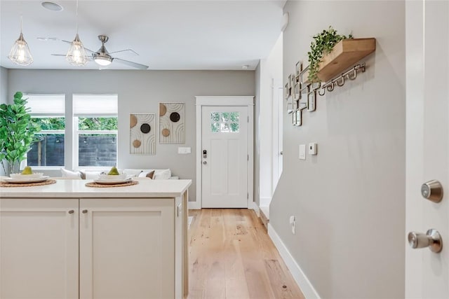 5512 Duval St Unit 2, Austin, TX 78751 - entryway with light wood-style flooring and a ceiling fan
