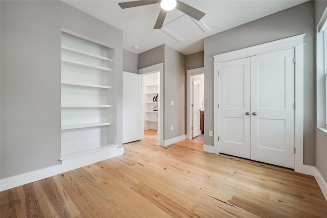 5512 Duval St Unit 2, Austin, TX 78751 - unfurnished bedroom with light wood-type flooring, baseboards, ensuite bath, and ceiling fan