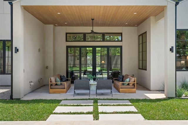 5218 Valley Oak Dr, Austin, TX 78731 - view of patio with an outdoor living space and a ceiling fan