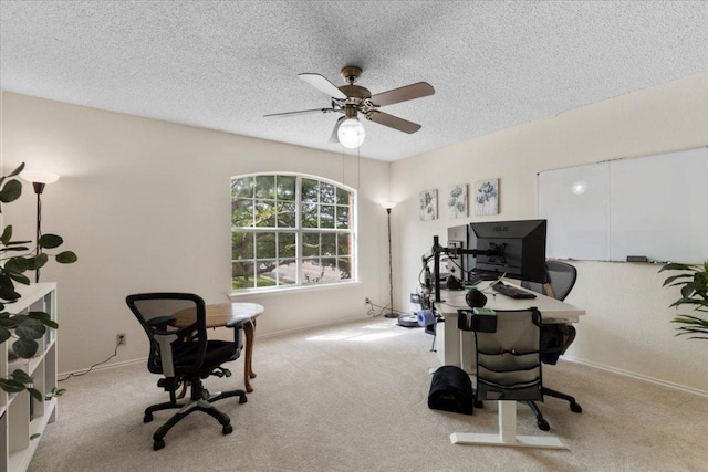 601 Wagon Wheel Trl, Pflugerville, TX 78660 - office featuring ceiling fan, carpet floors, and a textured ceiling