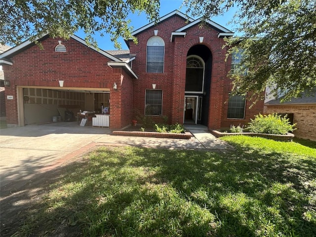 14604 Ballyclarc Dr, Austin, TX 78717 - traditional-style home with brick siding, driveway, a garage, and a front lawn