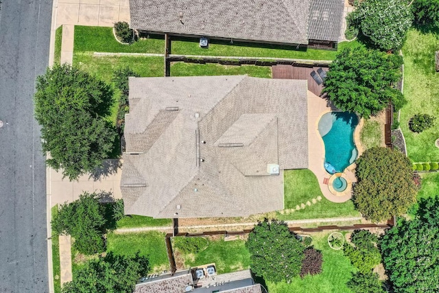 4349 Green Tree Dr, Round Rock, TX 78665 - view from above of property featuring a pool area