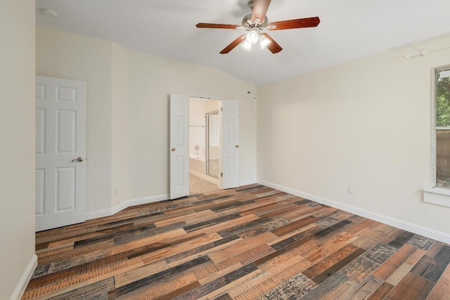700 Horizon Trl, Cedar Park, TX 78613 - unfurnished bedroom with wood finished floors, ensuite bath, a ceiling fan, and lofted ceiling