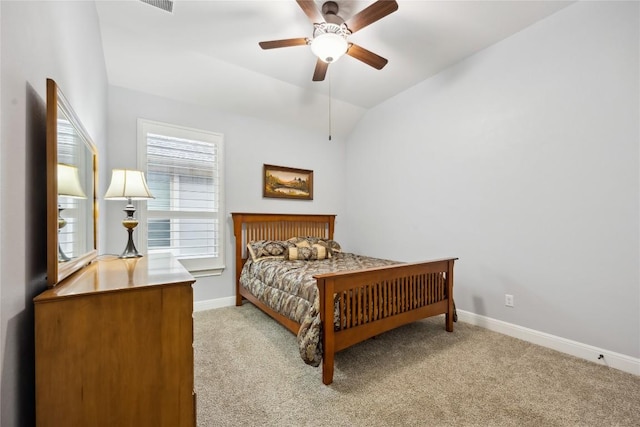 2628 Reunion Blvd, Austin, TX 78737 - bedroom with light carpet, vaulted ceiling, baseboards, and a ceiling fan