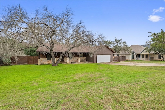 1301 S Quinlan Park Rd, Austin, TX 78732 - ranch-style house with an attached garage, concrete driveway, and stone siding