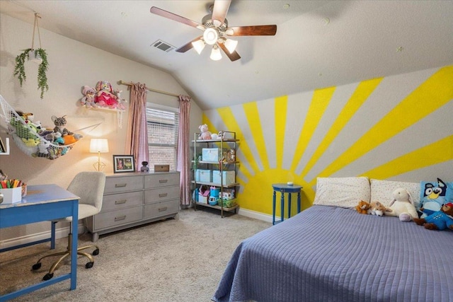 6500 Llano Stage Trl, Austin, TX 78738 - carpeted bedroom with lofted ceiling and ceiling fan
