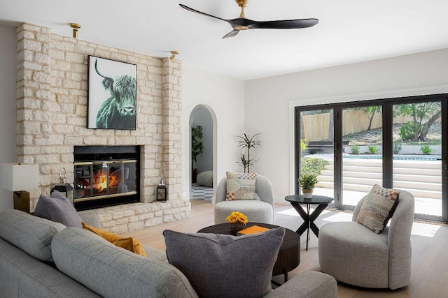 7302 Jester Blvd, Austin, TX 78750 - living room featuring healthy amount of natural light, wood finished floors, and ceiling fan