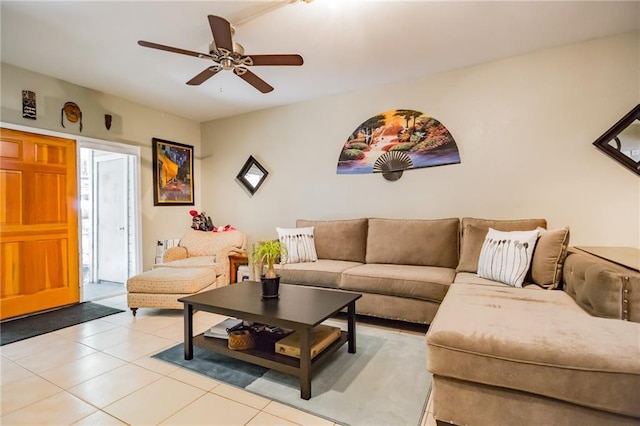 2450 Wickersham Ln Unit 301, Austin, TX 78741 - living room with a ceiling fan and light tile patterned floors