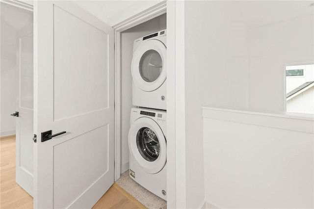 3321 Hemlock Ave Unit 2, Austin, TX 78722 - washroom with stacked washing machine and dryer