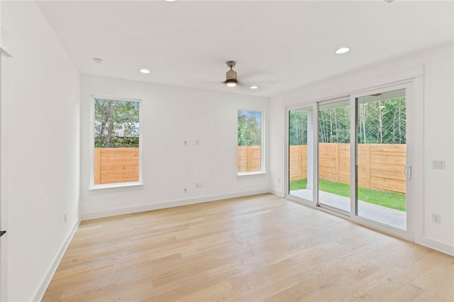 3321 Hemlock Ave Unit 2, Austin, TX 78722 - unfurnished room featuring light wood-type flooring, ceiling fan, and recessed lighting