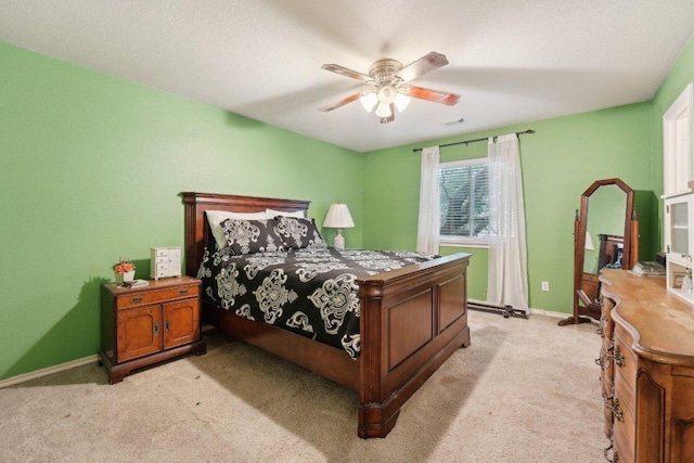 3822 Sky Ln, Round Rock, TX 78681 - bedroom featuring light colored carpet, baseboards, and a ceiling fan