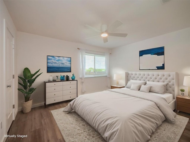 8100 Beaconcrest Dr, Austin, TX 78748 - bedroom featuring wood finished floors and ceiling fan