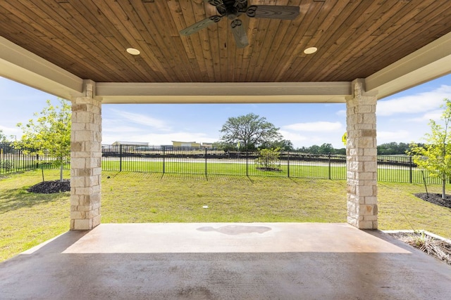 904 Arundel Rd, Lakeway, TX 78738 - fenced backyard with a patio area and ceiling fan