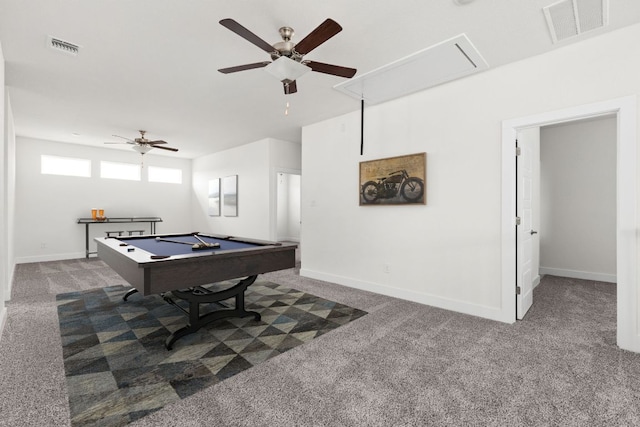904 Arundel Rd, Lakeway, TX 78738 - rec room with attic access, carpet floors, ceiling fan, and billiards table