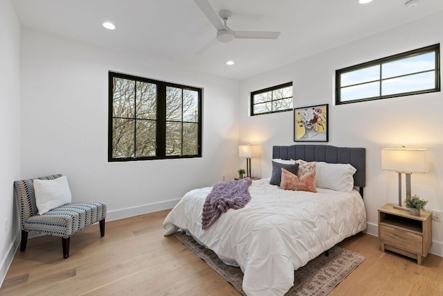 6505 Nasco, Austin, TX 78757 - bedroom featuring recessed lighting, baseboards, light wood-style floors, and ceiling fan