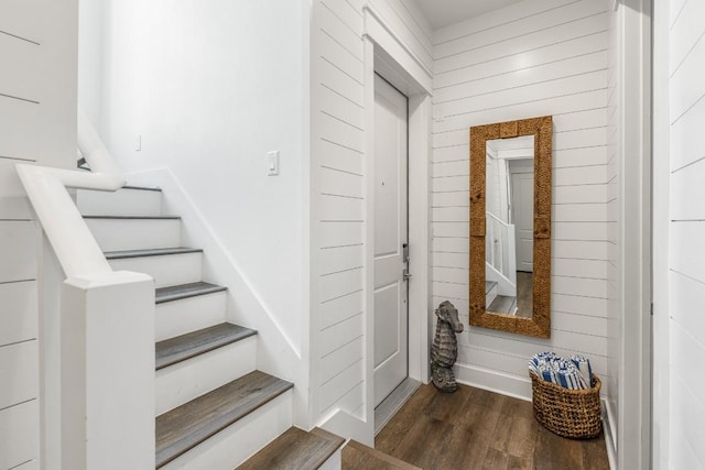 214 Sunset Ave Unit 5, Port Aransas, TX 78373 - stairway with wood finished floors and wood walls