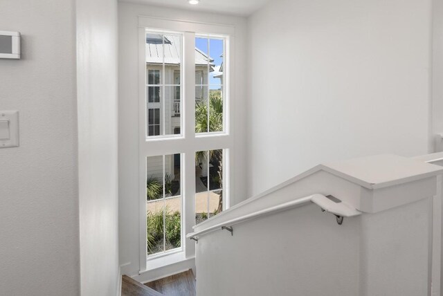 214 Sunset Ave Unit 5, Port Aransas, TX 78373 - staircase with wood finished floors and recessed lighting