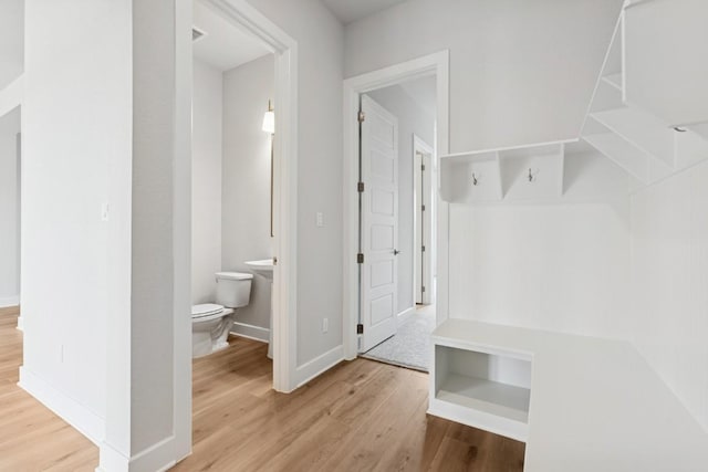 3236 Honeywood Dr, Leander, TX 78641 - mudroom featuring wood finished floors and baseboards