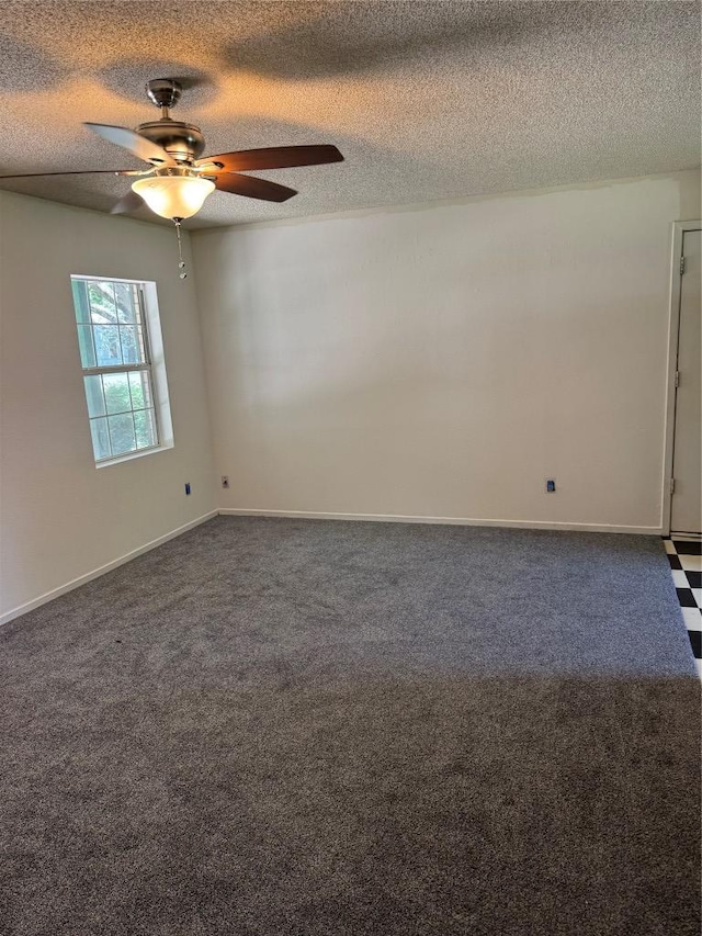 405 Lynch St, Smithville, TX 78957 - unfurnished room with a ceiling fan, a textured ceiling, and dark carpet