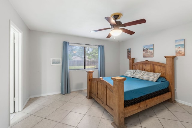 2006 Heathwood Cir, Round Rock, TX 78664 - bedroom with ceiling fan, baseboards, and light tile patterned floors