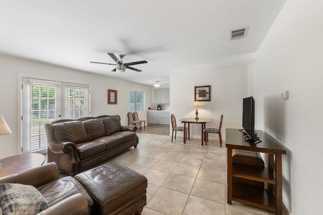 2006 Heathwood Cir, Round Rock, TX 78664 - living room featuring ceiling fan and light tile patterned floors