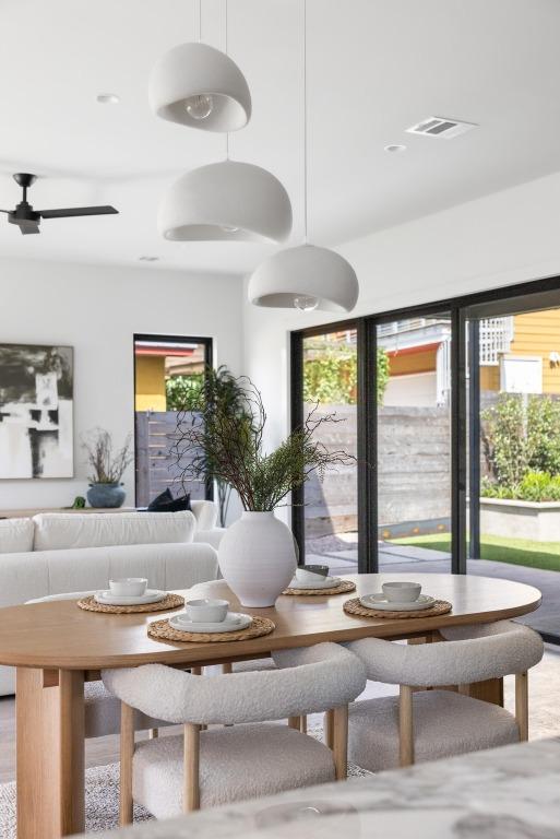 2106 Thornton Rd, Austin, TX 78704 - dining space with healthy amount of natural light and ceiling fan
