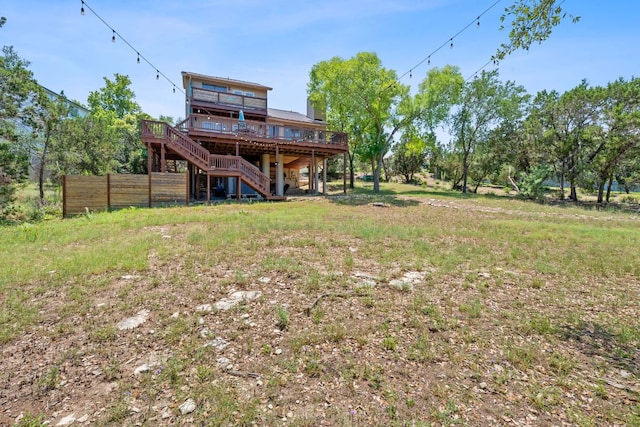 156 Lakefront Dr, Point Venture, TX 78645 - rear view of house with a deck and stairway